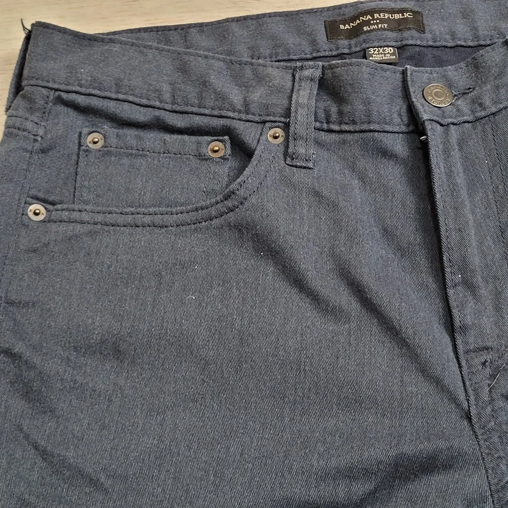 Banana Republic Pants Mens 32x30 Navy Heather Slim Fit Marled Soft Stretch Twill